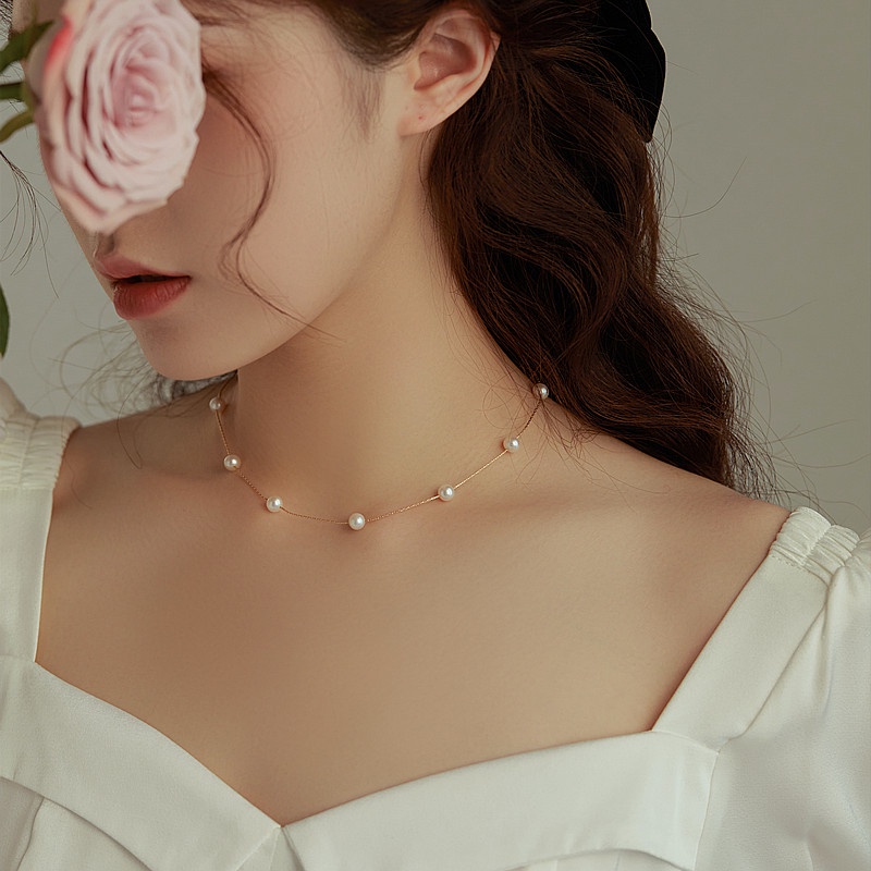 Vòng cổ Ngọc Trai Phong Cách Hàn Quốc Đơn Giản Cho Nữ