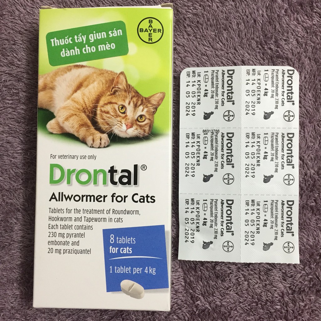 Viên nhai xổ giun cho mèo Drontal Cat - Kiểm soát giun sán cho mèo