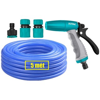 Bộ 5 mét ống nhựa mềm khớp nối vòi xịt rữa xe tưới cây chỉnh tia TOTAL THWS030301 THWS010301 AquaMate