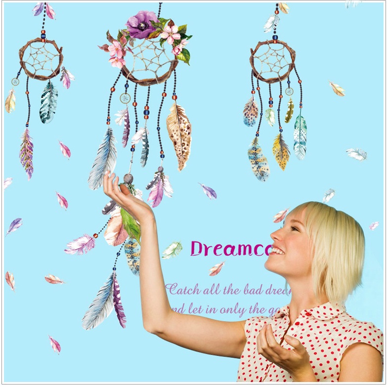 Tranh decal dán tường CHÙM ĐÈN &amp; DREAMCATCHER II trang trí phòng khách cho bé - Decal dán tường, Giấy dán tường