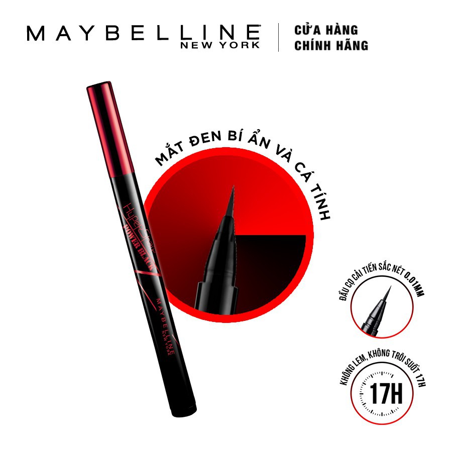 Bút Kẻ Mắt Nước Đen Tuyền Không Lem Không Trôi Maybelline New York HyperSharp Power Liner Waterproof 0.5g (Đỏ đen) | BigBuy360 - bigbuy360.vn