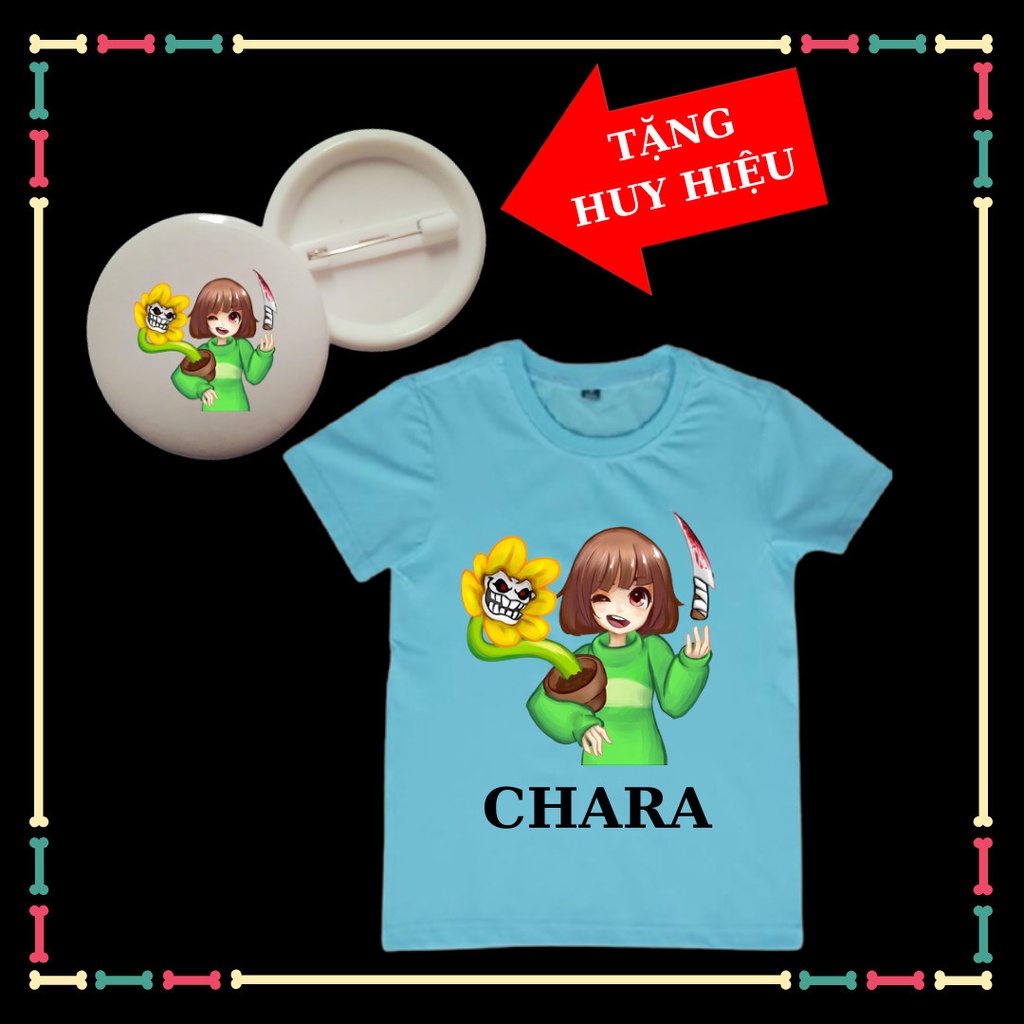 Áo Thun trẻ em mẫu Chara xịn xò, Áo biệt đội Gangster cho bé, kèm huy hiệu Chara