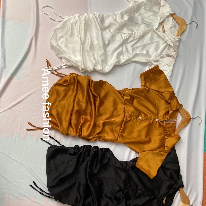 Váy đầm nữ body cổ sơ mi ngắn tay nhún hai bên hông chất lụa satin mềm mát, mặc tôn dáng thích hợp đi tiệc, đi chơi | BigBuy360 - bigbuy360.vn