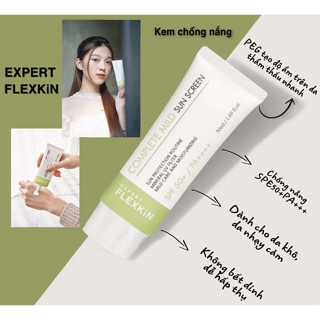 🌞 {CHÍNH HÃNG HÀN QUỐC} KEM CHỐNG NẮNG VẬT LÝ EXPERT FLEXKiN COMPLETE MILD SUN SCREEN SPF 50+/PA ++++ 50ml/1.69 fl.oz. | BigBuy360 - bigbuy360.vn