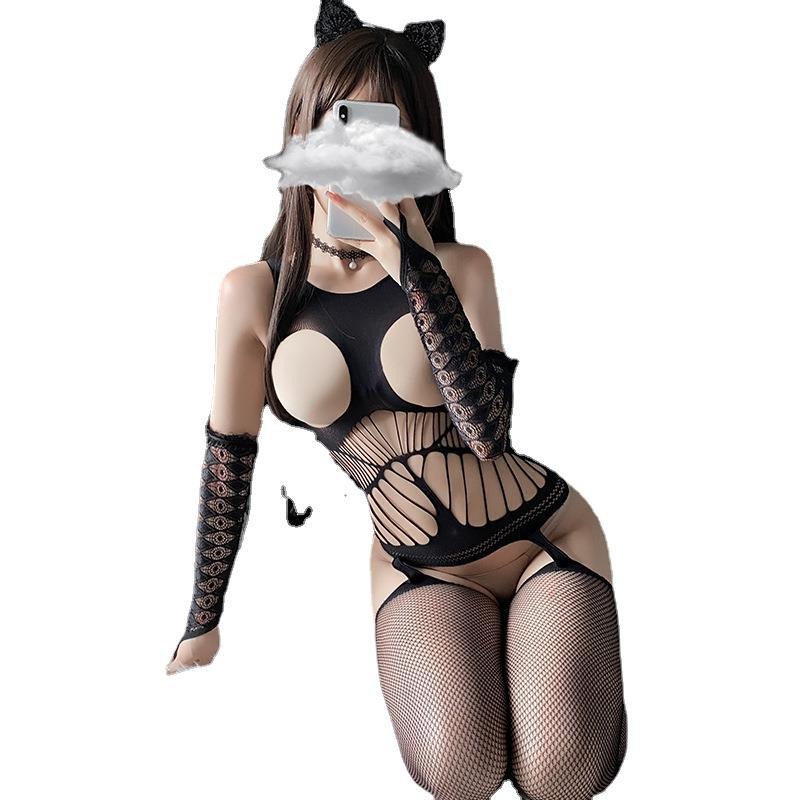 Đồ ngủ sexy bộ lưới ren hở ngực kèm găng tay gợi cảm