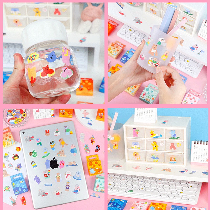 Set 40 miếng dán trang trí hình các con vật hoạt hình đáng yêu