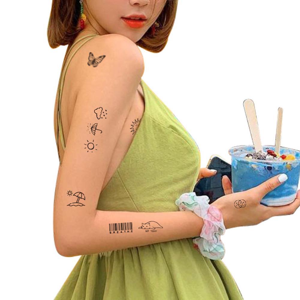 Miếng dán hình xăm mặt gấu/ngôi sao/mặt cười dễ thương