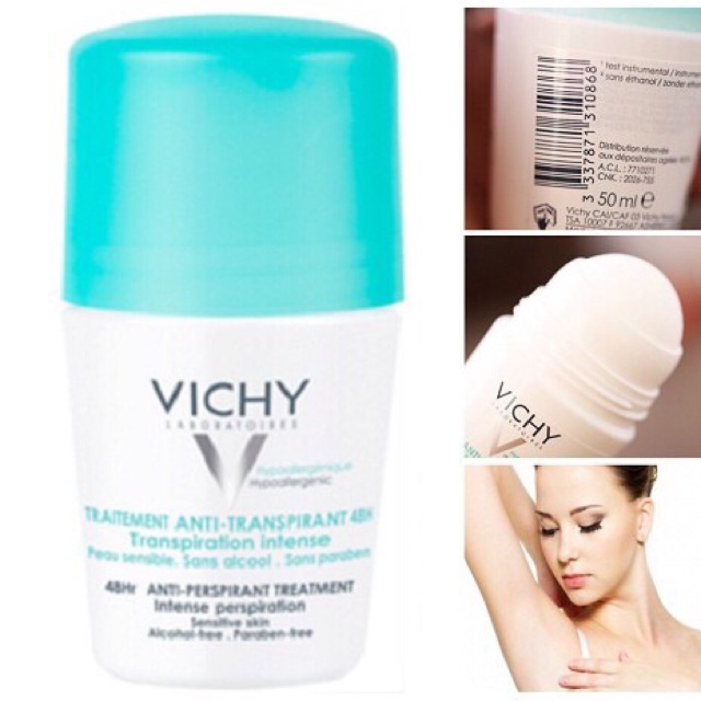 Lăn vichy nắp xanh dùng cho da nhiều mồ hôi 50ml (Pháp) (1 chai)