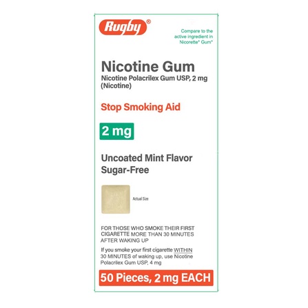 [HÀNG MỸ - DATE 6/2024] Rugby Sugar Free Nicotine Gum 2mg 50 MIẾNG ( GIỐNG NICORETTE )