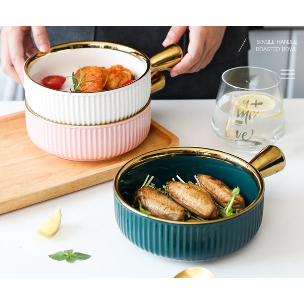 Tô mỳ. Âu mỳ. Dĩa decor trang trí bàn ăn có tay cầm