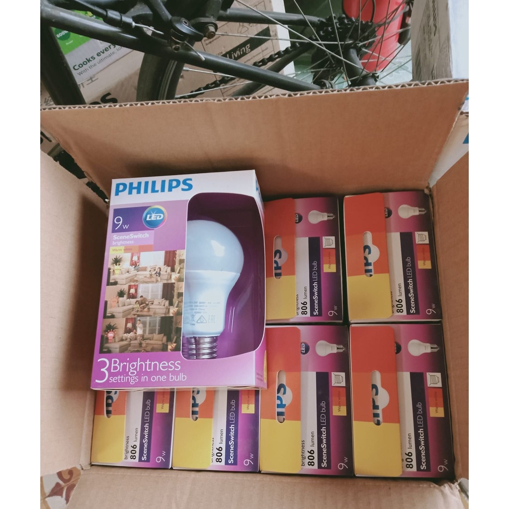 Bóng Đèn Philips LED Scene Switch 3 Cấp Độ Chiếu Sáng 9W 6500K. 3000k