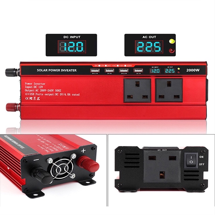 Bộ kích điện inverter 2000W, Bộ đổi nguồn 12v lên 220V Carmaer