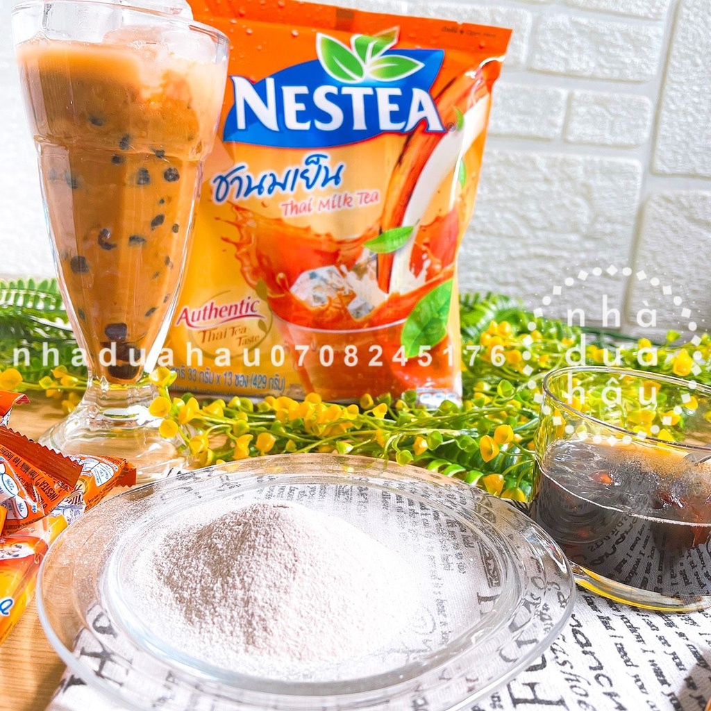 Một gói trà sữa đỏ tự pha Nestea Thái Lan gói lớn gồm 13 thanh nhỏ 33gamx13