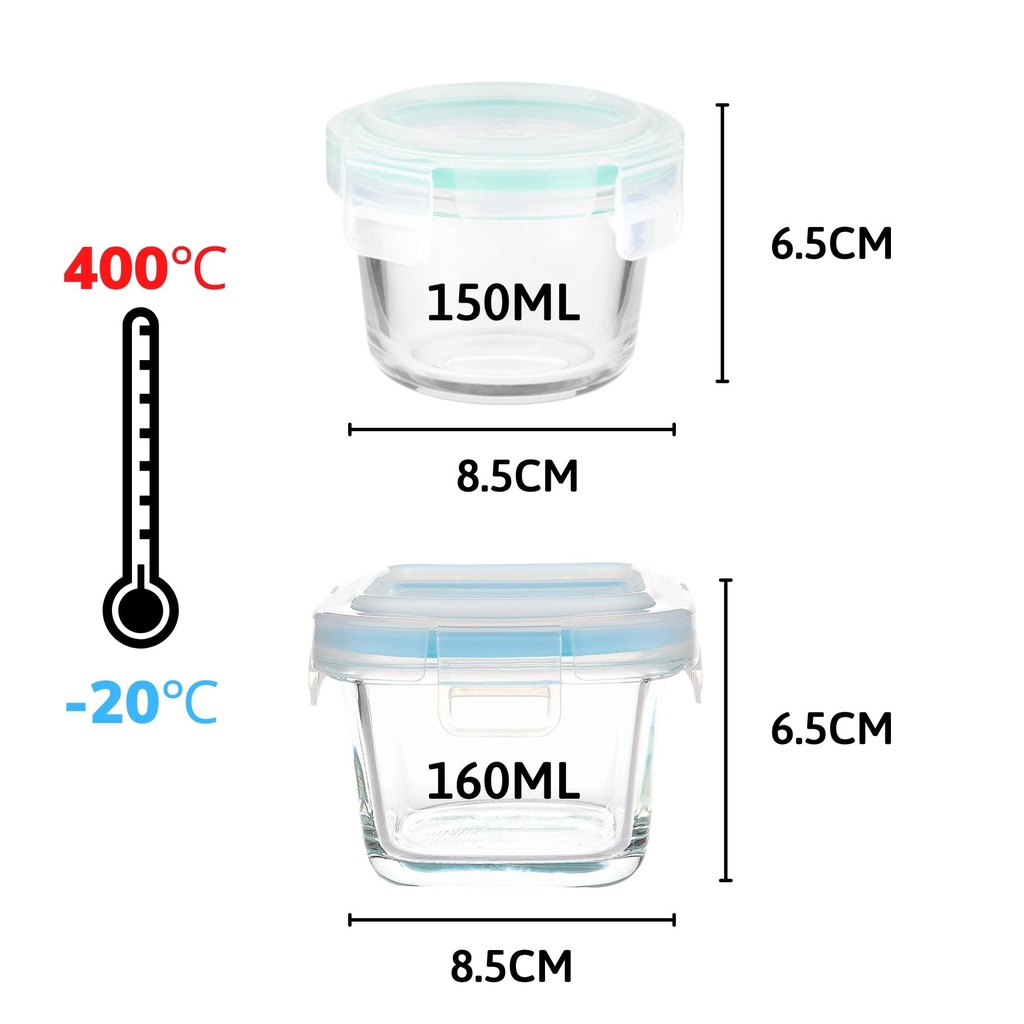 Hộp trữ đồ ăn dặm thủy tinh, hũ đựng thực phẩm cho bé ăn dặm, RubiBaby