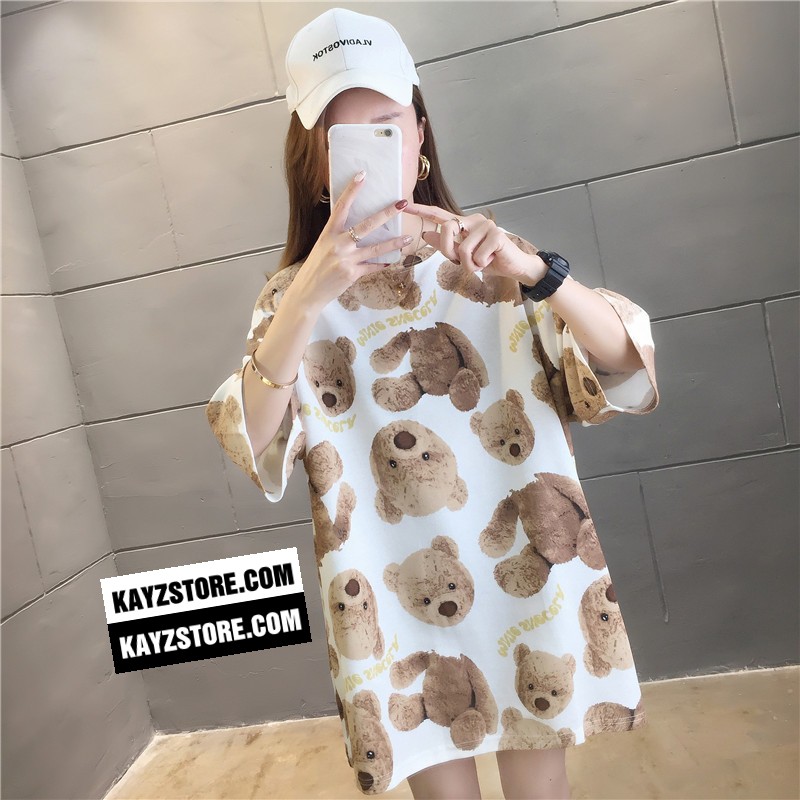 [FREESHIP] Áo Thun Tay Lỡ Form Rộng Unisex Cotton 100 Mềm Mịn Gấu Nâu Màu Trắng | BigBuy360 - bigbuy360.vn