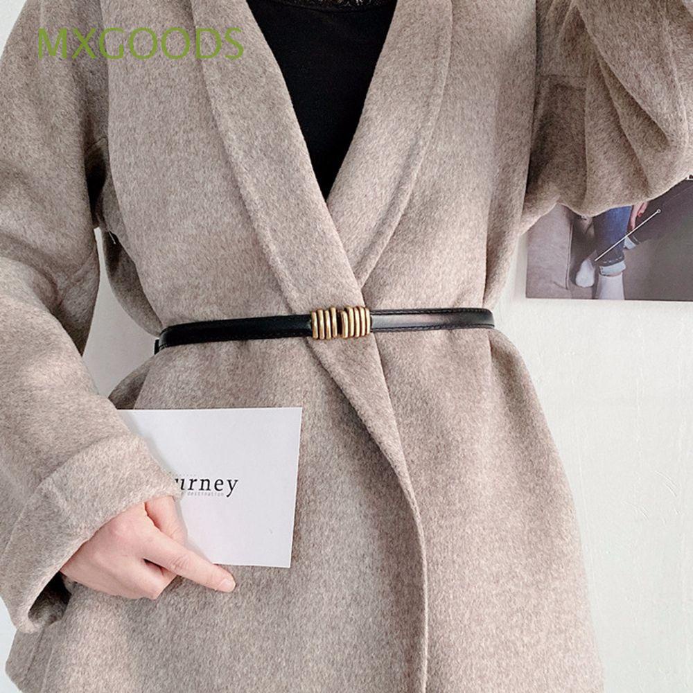 Thắt lưng da PU mỏng khóa gài kim loại điều chỉnh được phong cách cổ điển kiểu Hàn nhiều màu tùy chọn trang trí đầm nữ