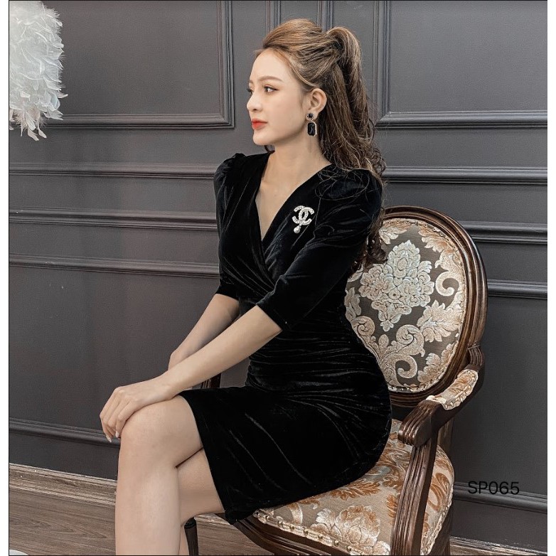 CRYS Váy body nhung siêu tôn dáng, váy công sở, dự tiệc quyến rũ SP065 | BigBuy360 - bigbuy360.vn