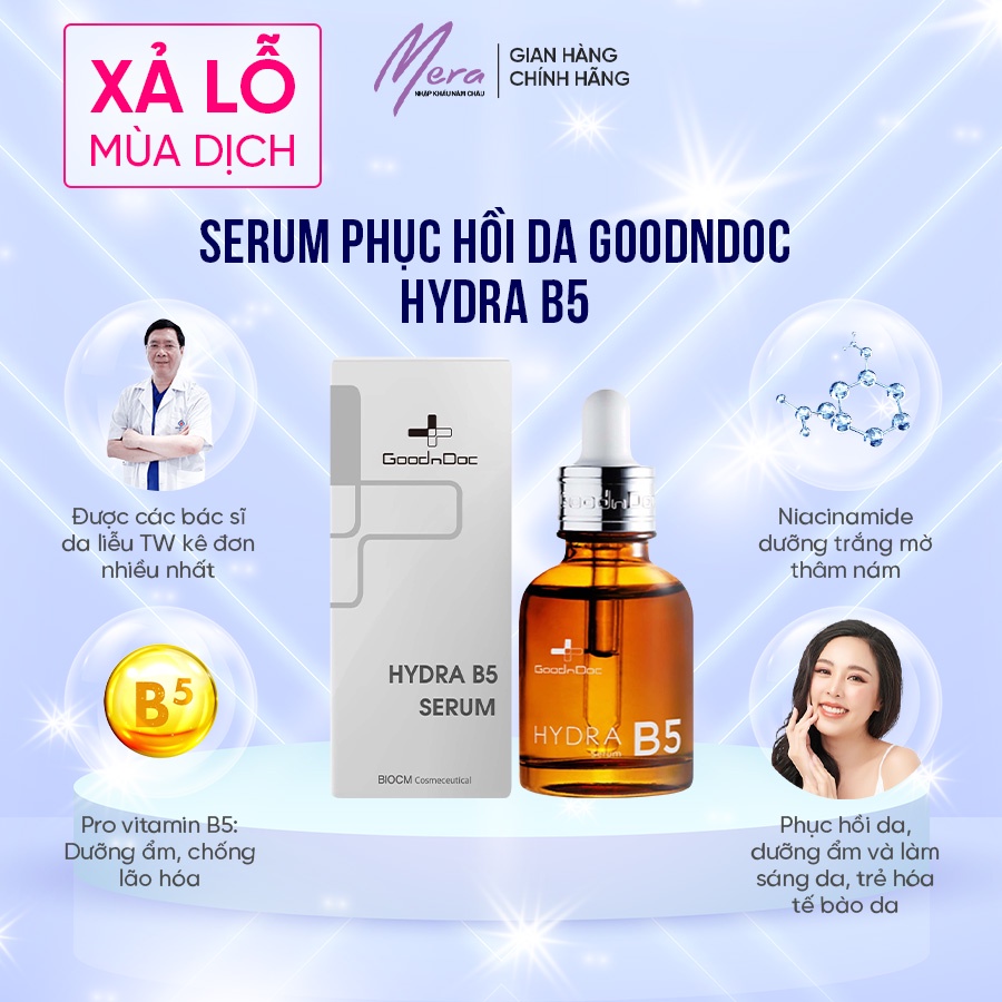 Serum Phục Hồi Làm Trắng Sáng Da, Mờ Thâm Sạm Nám, Cấp Nước Chống Lão Hóa Da GoodnDoc Hydra B5