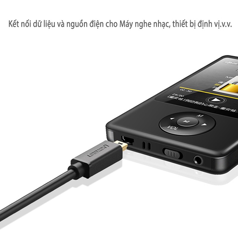 Cáp chuyển USB sang Mini USB, chuyển dữ liệu từ Máy ảnh, Máy nghe nhạc vào Laptop/PC 3 mét UGREEN 10386 | BigBuy360 - bigbuy360.vn