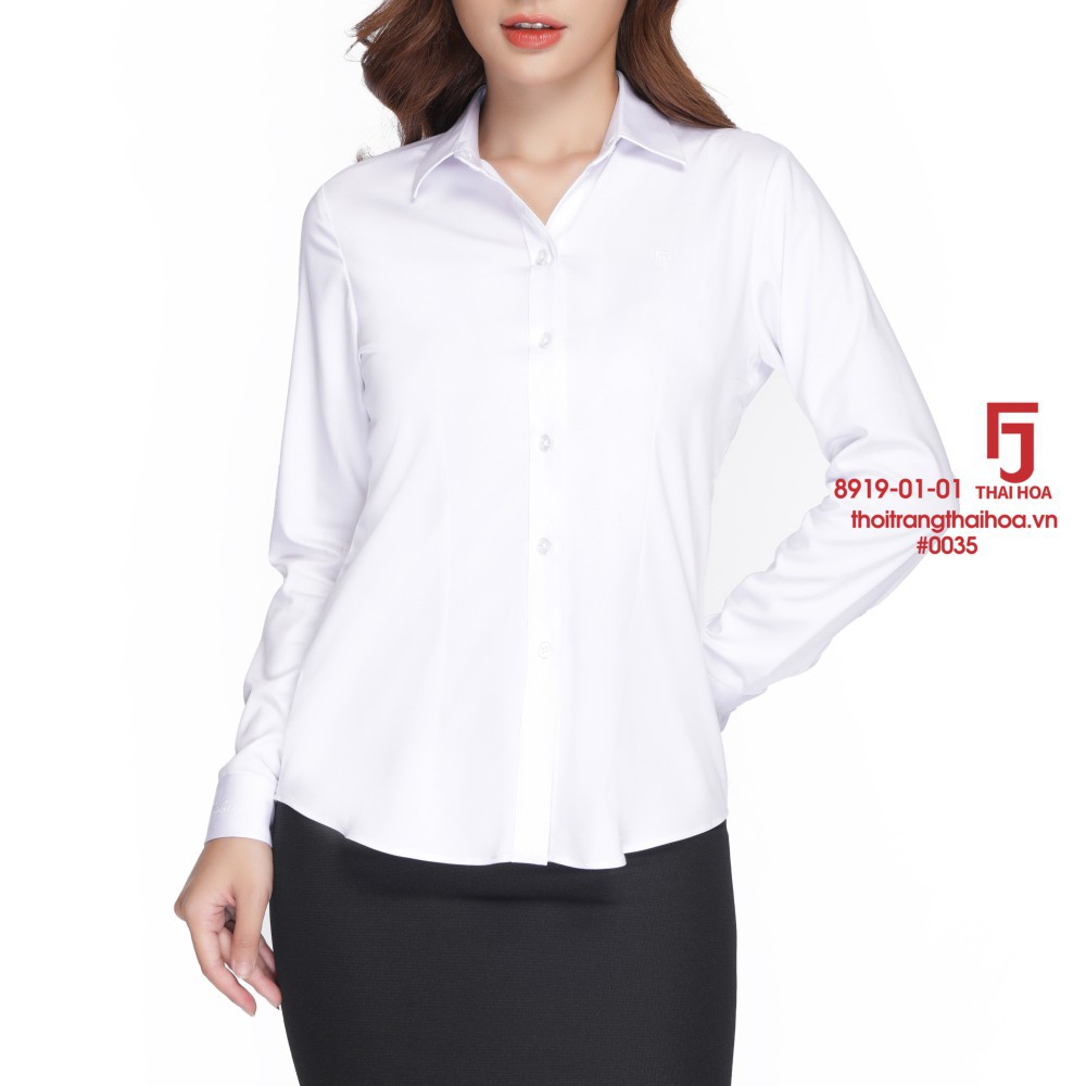 Áo sơ mi nữ Thái Hòa công sở dáng chiết eo vải co giãn thoáng mát sơ mi nữ dài tay 8919 | BigBuy360 - bigbuy360.vn