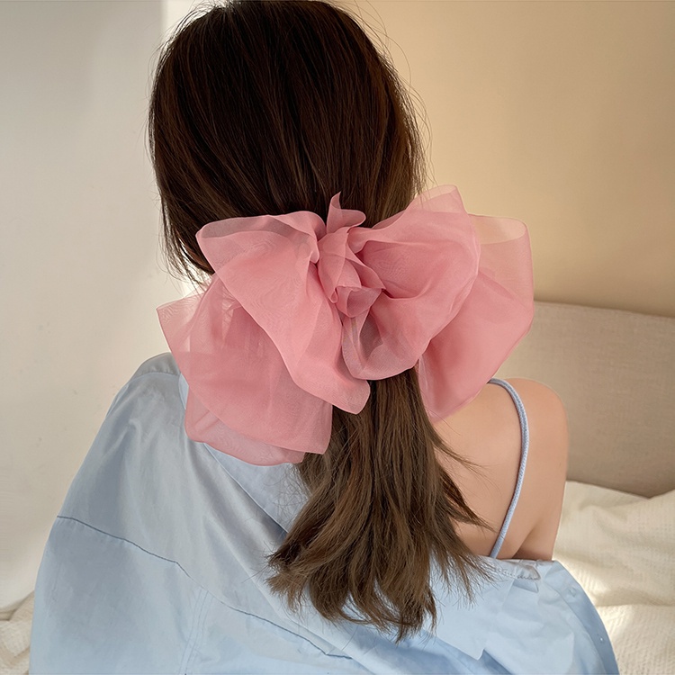 Kẹp tóc nơ dài AY nhiều lớp vải voan lụa thanh lịch cho nữ