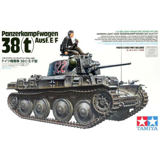 Mô Hình Lắp Ráp Tank Panzerkampfwagen Ausf.E/F 38(t) Chính hãng Tamiya Nhật Bản Tỉ Lệ 1/35