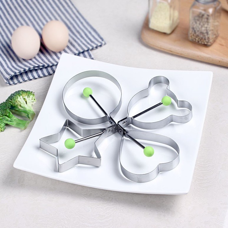 Bộ 5 Khuôn Rán Tạo Hình Bánh , Trứng Ốp La, ...Nhiều Hình Cute Có Tay Cầm 101217