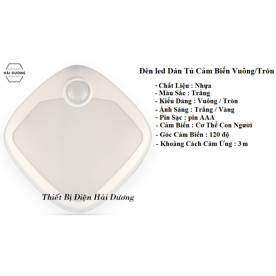 Đèn Led Dán Tủ Thông Minh Tự Động Chiếu Sáng Vuông(G8) /Tròn(G9) - Cảm Ứng Chuyển Động