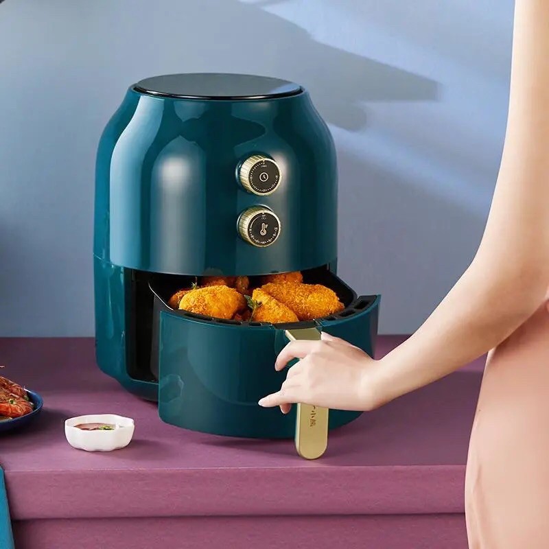 Nồi chiên không dầu BEAR QZG-A14M1 dung tích 3.5L màu xanh mint /cổ vịt núm cơ bảo hành 12t