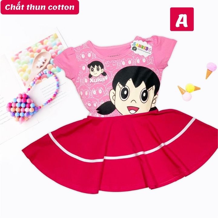 Đầm thun bé gái Xuka 11-41kg. Chất thun cotton thấm hút mồ hôi - co giãn - bền màu -Tomchuakids.