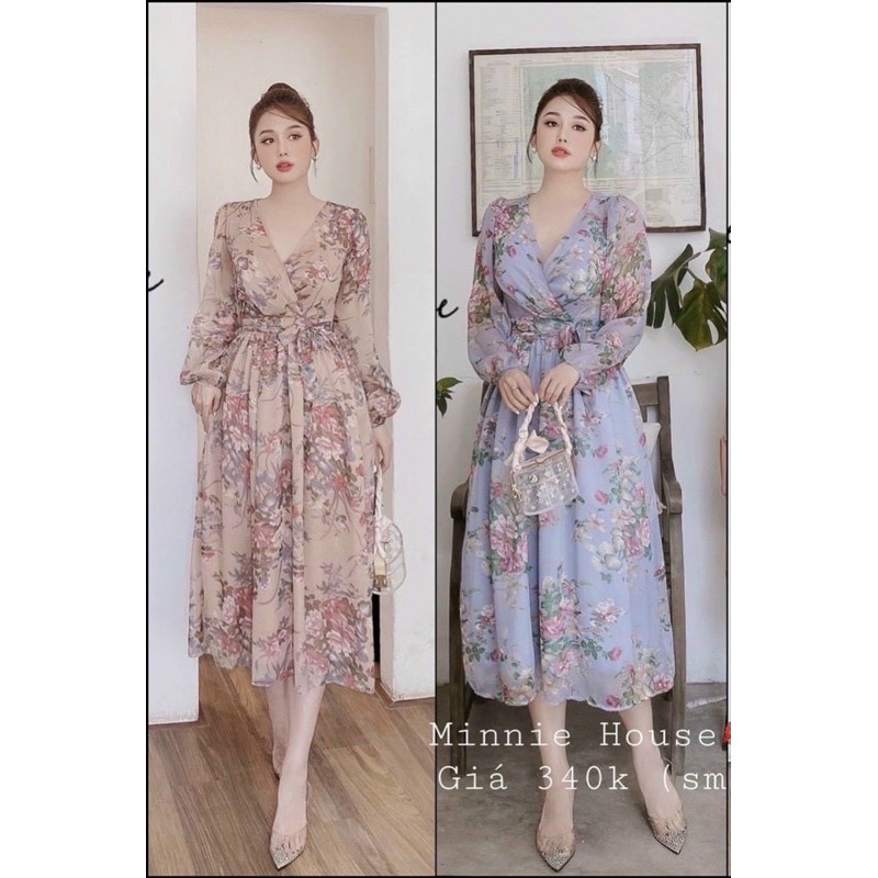 [Mã FAGREEN245 giảm 10% tối đa 30K đơn 99K] váy maxi hoa cổ v kèm dây eo | BigBuy360 - bigbuy360.vn