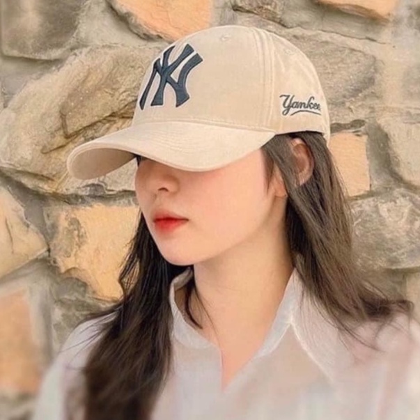 Mũ lưỡi trai Unisex NY Yankees chất liệu vải Kaki,nón lưỡi trai Hàn Quốc màu kem sữa Hot 2022