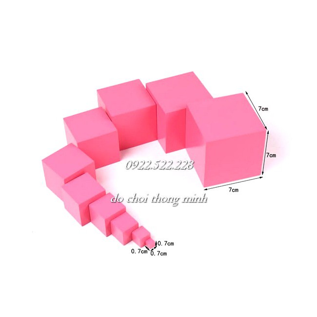 Giáo cụ Montessori - Bộ Thang Nâu Tháp hồng bản gia đình - Phát Triển Kỹ Năng