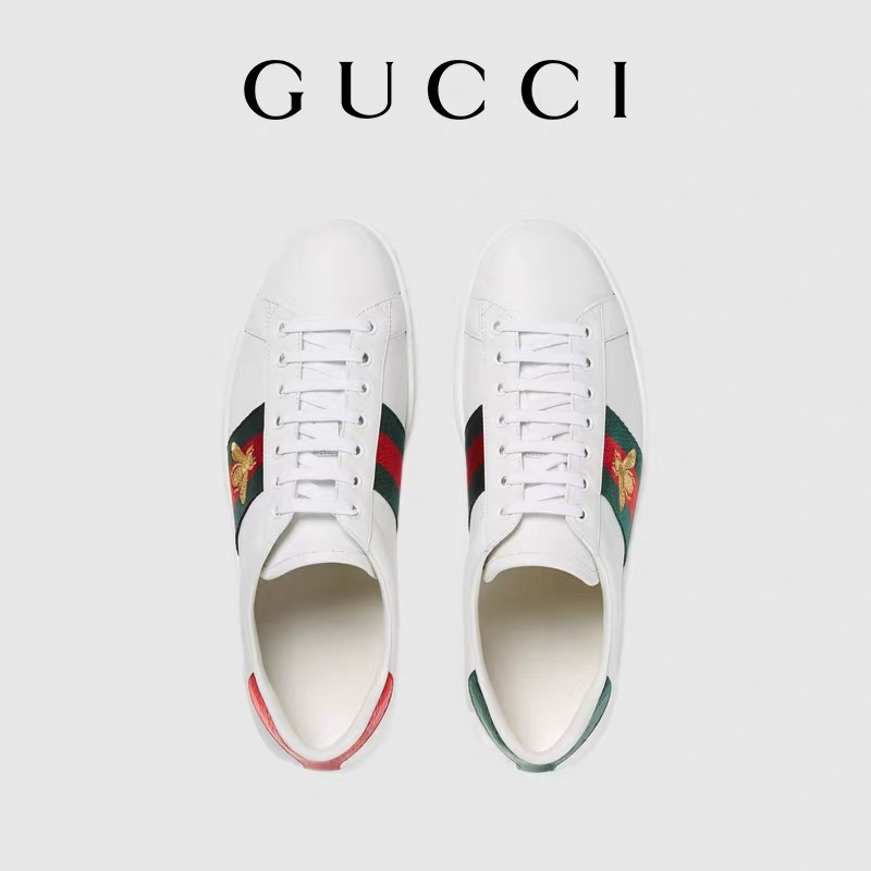 Original Gucci Women Lovers Couples Men's Low Tops Shoes Sneakers Gg Black Green Lovers Couples Unisex Women Men