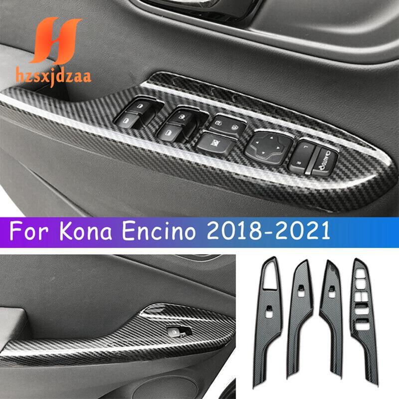 Ốp Bảng Nút Điều Khiển Cửa Sổ Xe Hơi Hyundai Kona Bằng Sợi Carbon
