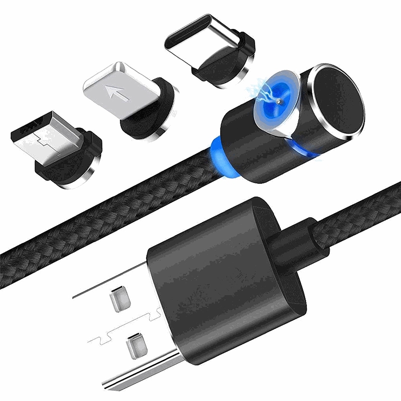 Dây Cáp Sạc Nam Châm 2m 3 Trong 1 Xoay 360 Độ