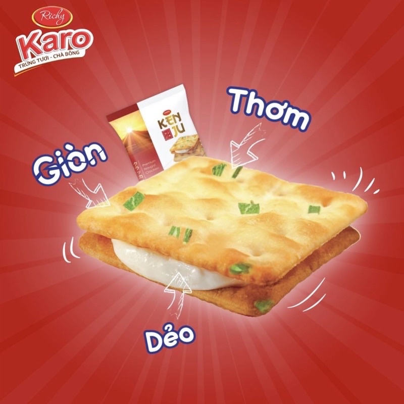 Bánh Quy Hành Nougat Kẹp Kem Kenju Richy Hộp &amp; Túi