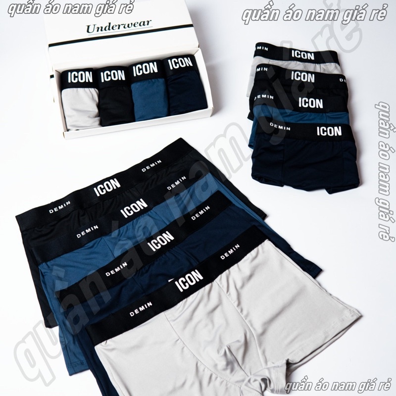 Combo quần sịp đùi nam I.CON chất vải thun lạnh, co giãn 4  chiều, ko nhăn,ko xù,ko bay màu, thoải mái vận động