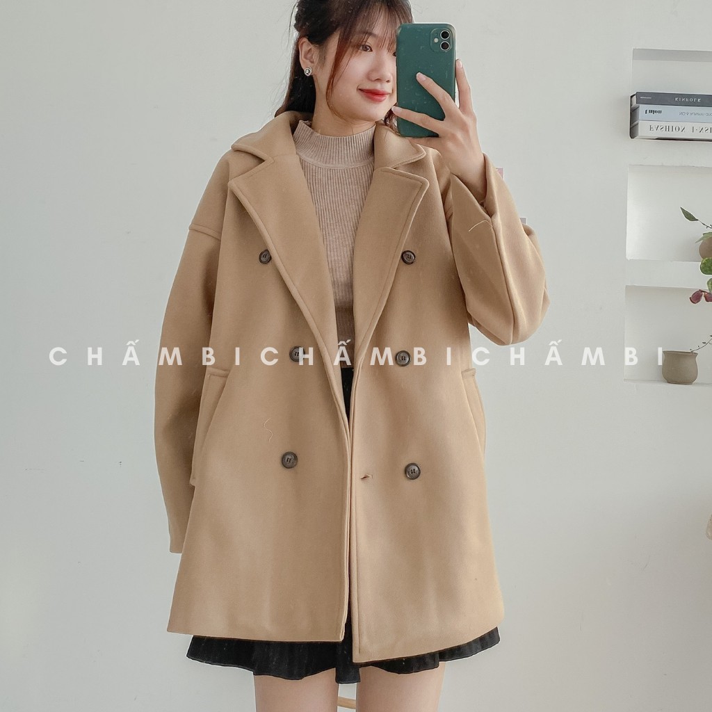 [SALE XẢ TẾT] Áo Khoác Dạ Nữ Dáng Rộng Phong Cách Hàn Quốc Freesize&lt;60kg - A.105
