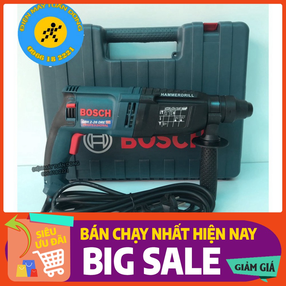 Máy khoan đục bê tông 3 chức năng Bosh 2-26 - Công suất 800w - Hàng công ty xuất dư - Có tem chống giả - Made in Germany