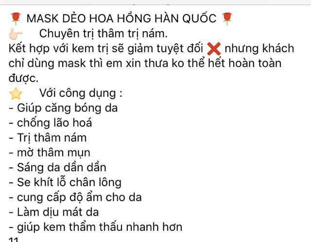 Mask dẻo hoa hồng hàn quốc