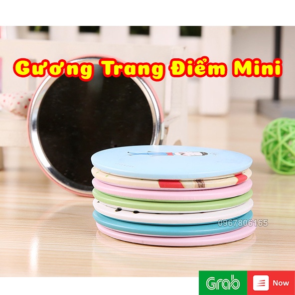 Gương Trang Điểm Mini Cầm Tay Dáng Tròn Hoạ Tiết Dễ Thương