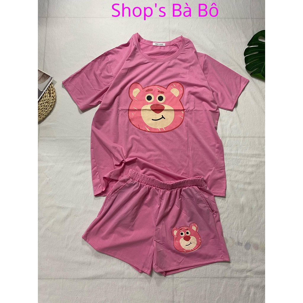 Bộ thun đùi gấu mặc nhà cho nữ, quần có túi, vải dày dặn, form chuẩn siêu xinh