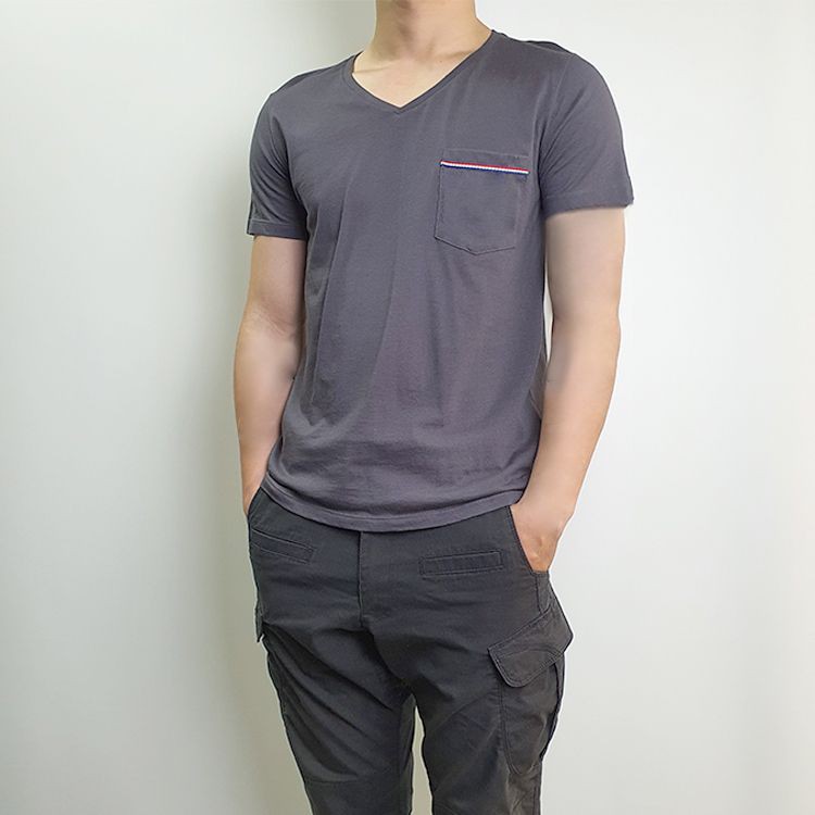 Áo thun nam cổ tim co giãn trơn