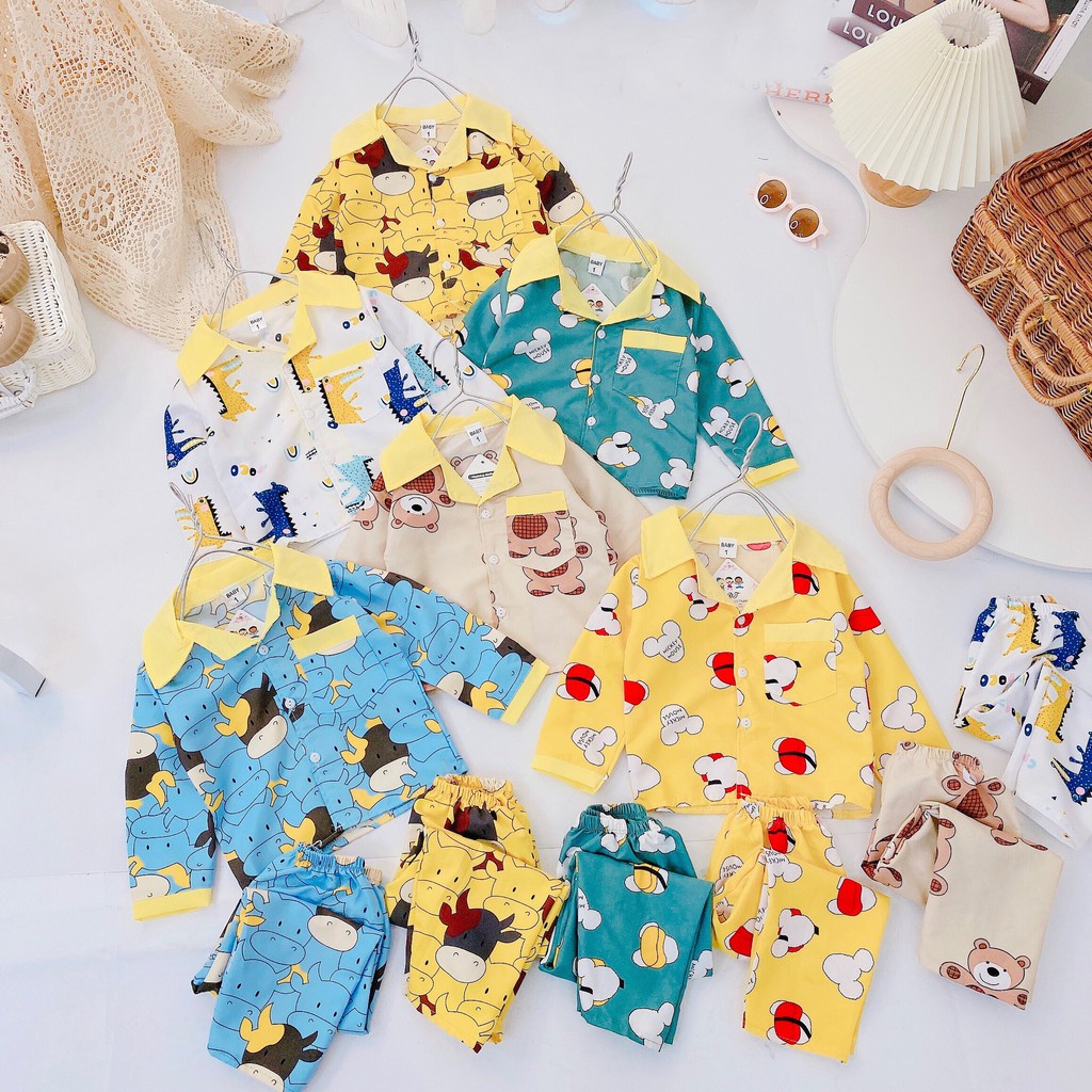 Đồ bộ cho bé pijama dài tay AM798 - đồ bộ bé trai và đồ bộ bé gái cộc tay xinh xắn AM935