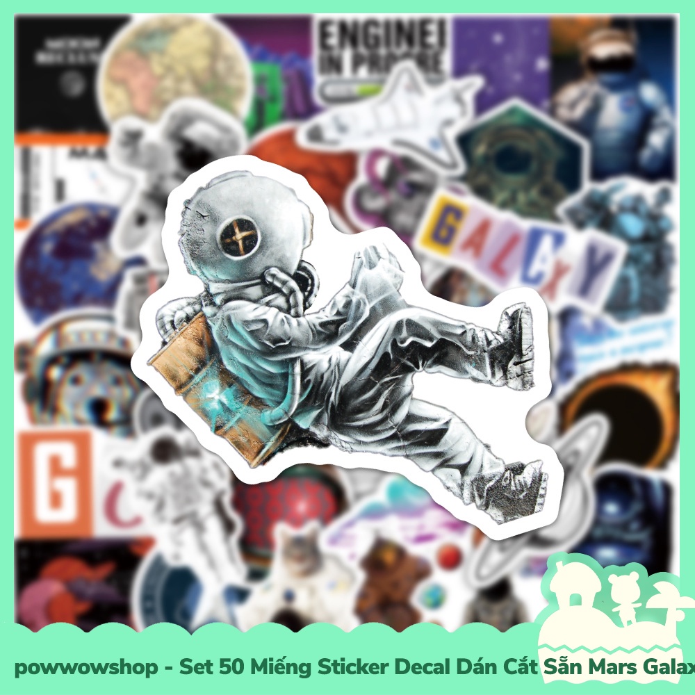 [Sẵn VN - Hỏa Tốc] Set 50 Miếng Sticker Decal Cắt Sẵn DIY Dán Trang Trí Vật Dụng Mẫu Mars Galaxy Engineer