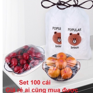Màng bọc thực phẩm túi 100 , màng bọc thực phẩm gấu , màng bọc thực phẩm siêu dai co dãn 100 chiếc