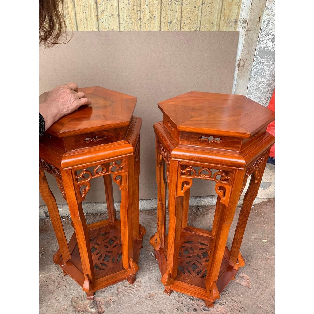 Đôn lục giác gỗ hương mặt 32cm cao 40cm-50cm-60cm-70cm- 80cm