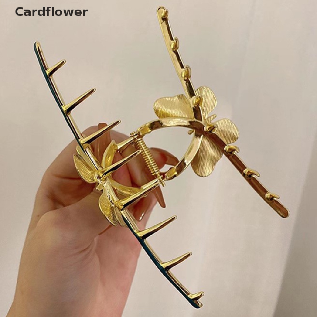 &lt; Cardflower &gt; Kẹp Tóc Càng Cua Cỡ Lớn Hình Bướm Màu Vàng Đồng Vintage Hàn Quốc Sang Trọng Cho Nữ