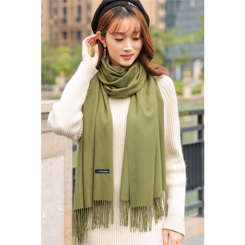 [MỚI NHẤT 2022][LOẠI 1]Khăn quàng cổ Nữ chất liệu len dạ CASHMERE MÀU XANH NHẠT-CMXN Hàn Quốc, Khăn lụa ThyThy, quàng cổ